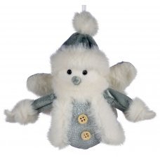 Χριστουγεννιάτικoς Λούτρινος Χιονάνθρωπος Γκρι (15cm)